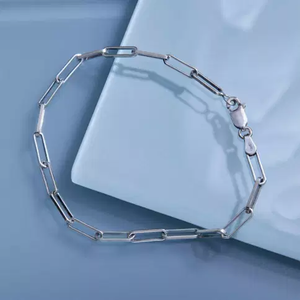 Sterling Silver Chunky Paperclip Charm Bracelet