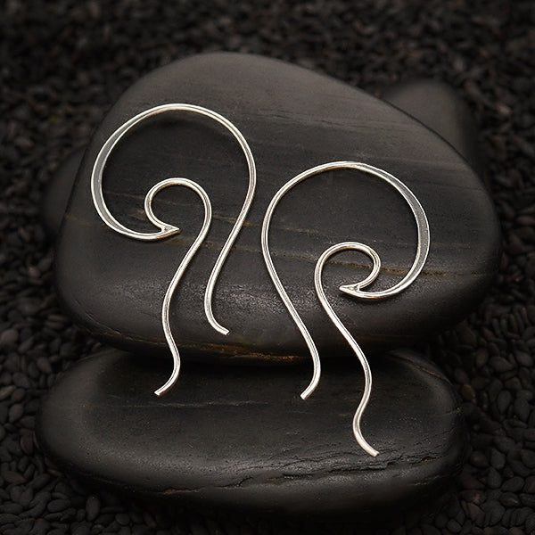 Sterling Silver Open Wave Hoop Earring